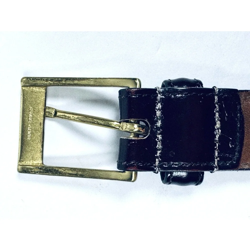 Dooney Bourke Belt Men 36 Brown Leather Wellington Calf Made in USA Brass Buckle